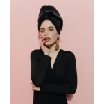 Oboustranný zavinovací ručník pro šetrné sušení vlasů černá MON MOU Hair Turban Black