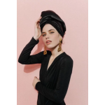 Oboustranný zavinovací ručník pro šetrné sušení vlasů černá MON MOU Hair Turban Black