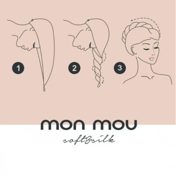 Oboustranný zavinovací ručník pro šetrné sušení vlasů bílá MON MOU Hair Turban White