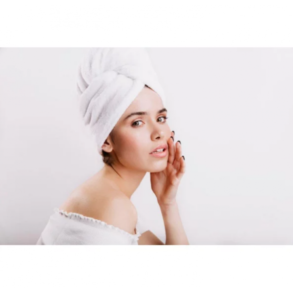 Oboustranný zavinovací ručník pro šetrné sušení vlasů bílá MON MOU Hair Turban White