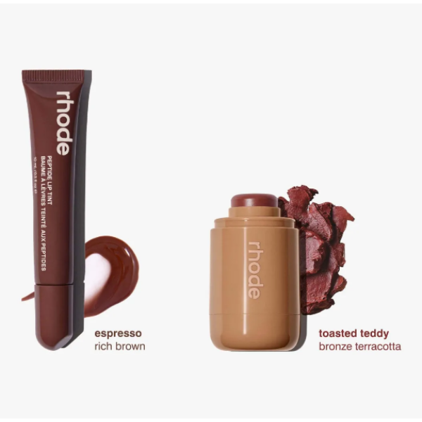 Duo tvářenka a lesk na rty Rhode The Fall Duos Toasted teddy and Espresso