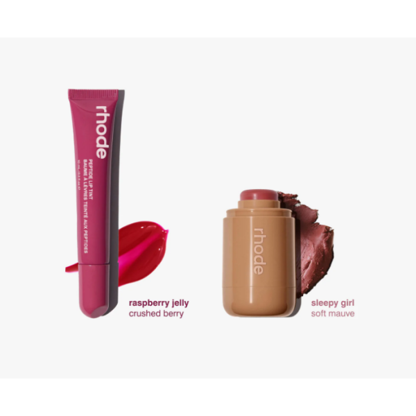 Duo tvářenka a lesk na rty Rhode The Fall Duos Sleepy girl and Raspberry jelly