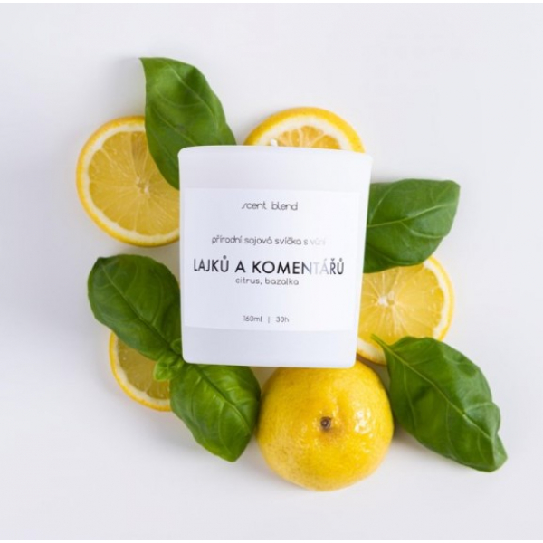 Svíčka “Lajků a komentářů” Citrus a bazalka Scent Blend