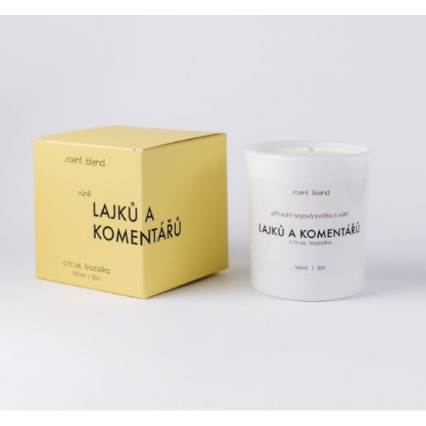 Svíčka “Lajků a komentářů” Citrus a bazalka Scent Blend
