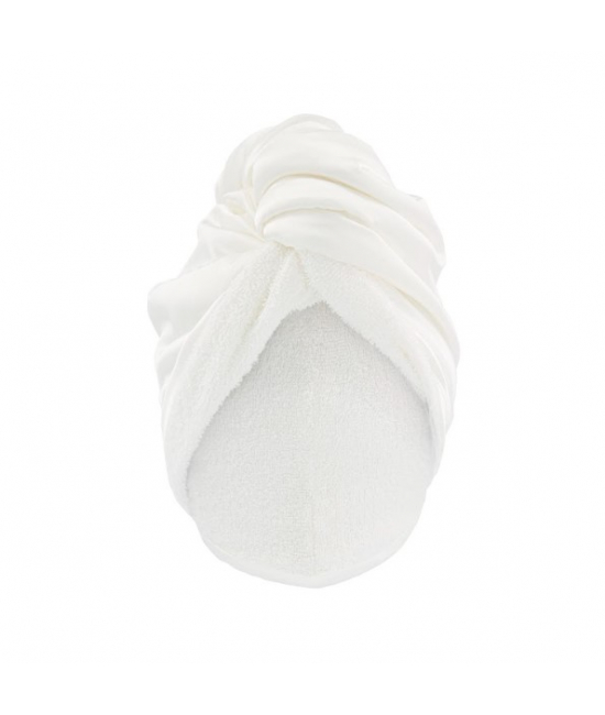 Oboustranný zavinovací ručník pro šetrné sušení vlasů bílá MON MOU Hair Turban White