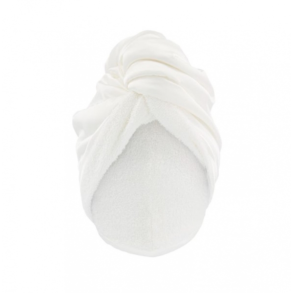 Oboustranný zavinovací ručník pro šetrné sušení vlasů bílá MON MOU Hair Turban White