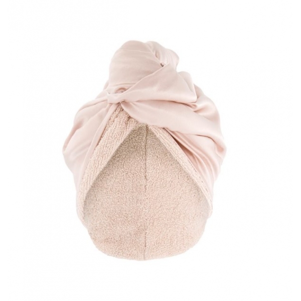 Oboustranný zavinovací ručník pro šetrné sušení vlasů nude MON MOU Hair Turban Nude
