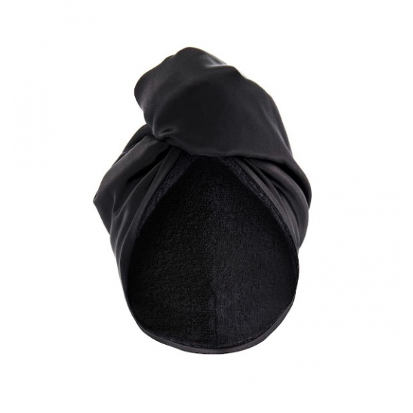 Oboustranný zavinovací ručník pro šetrné sušení vlasů černá MON MOU Hair Turban Black
