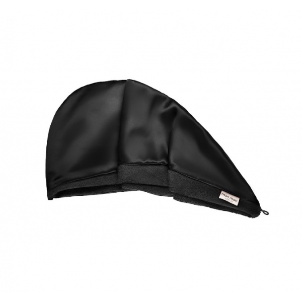 Oboustranný zavinovací ručník pro šetrné sušení vlasů černá MON MOU Hair Turban Black